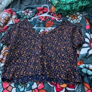 blue flowered top